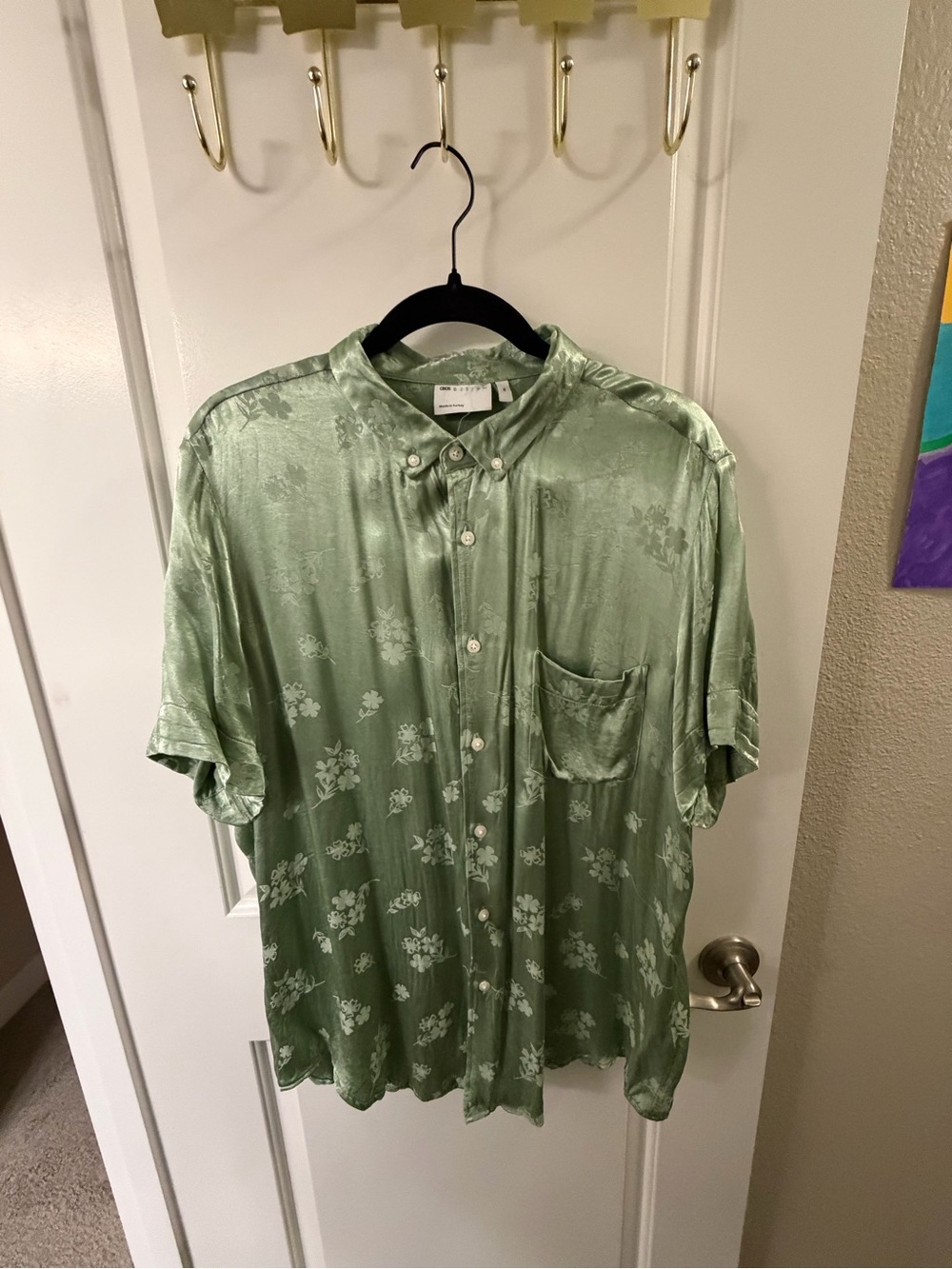 ASOS Sage Green Short-Sleeve Button-Down Shirt